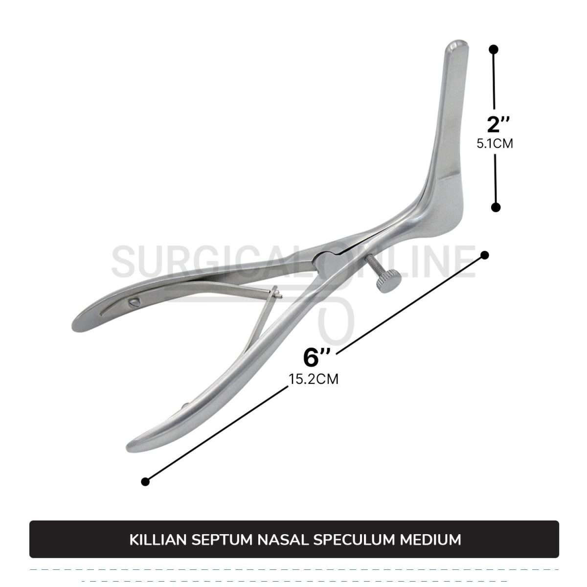 Killian Nasal Speculum Medium 6" (15.2 cm), With Set Screw, 2.50" (6.4 cm) Long Blades