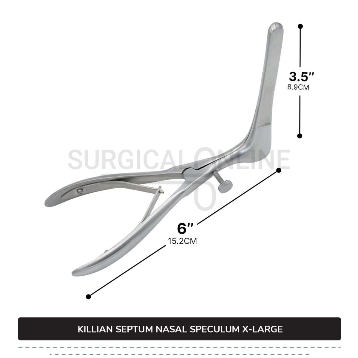 Killian Nasal Speculum X-Large 6" (15.2 cm), With Set Screw, 3.50" (8.9 cm) Long Blades