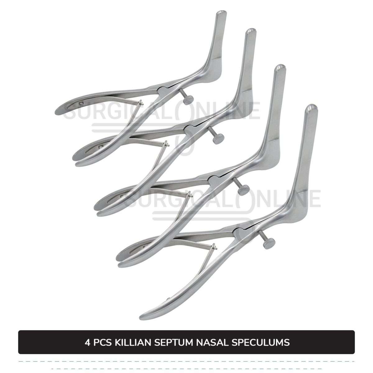 4 Pcs Killian Nasal Speculum Set Small, Medium, Large, & X-Large Rhinology
