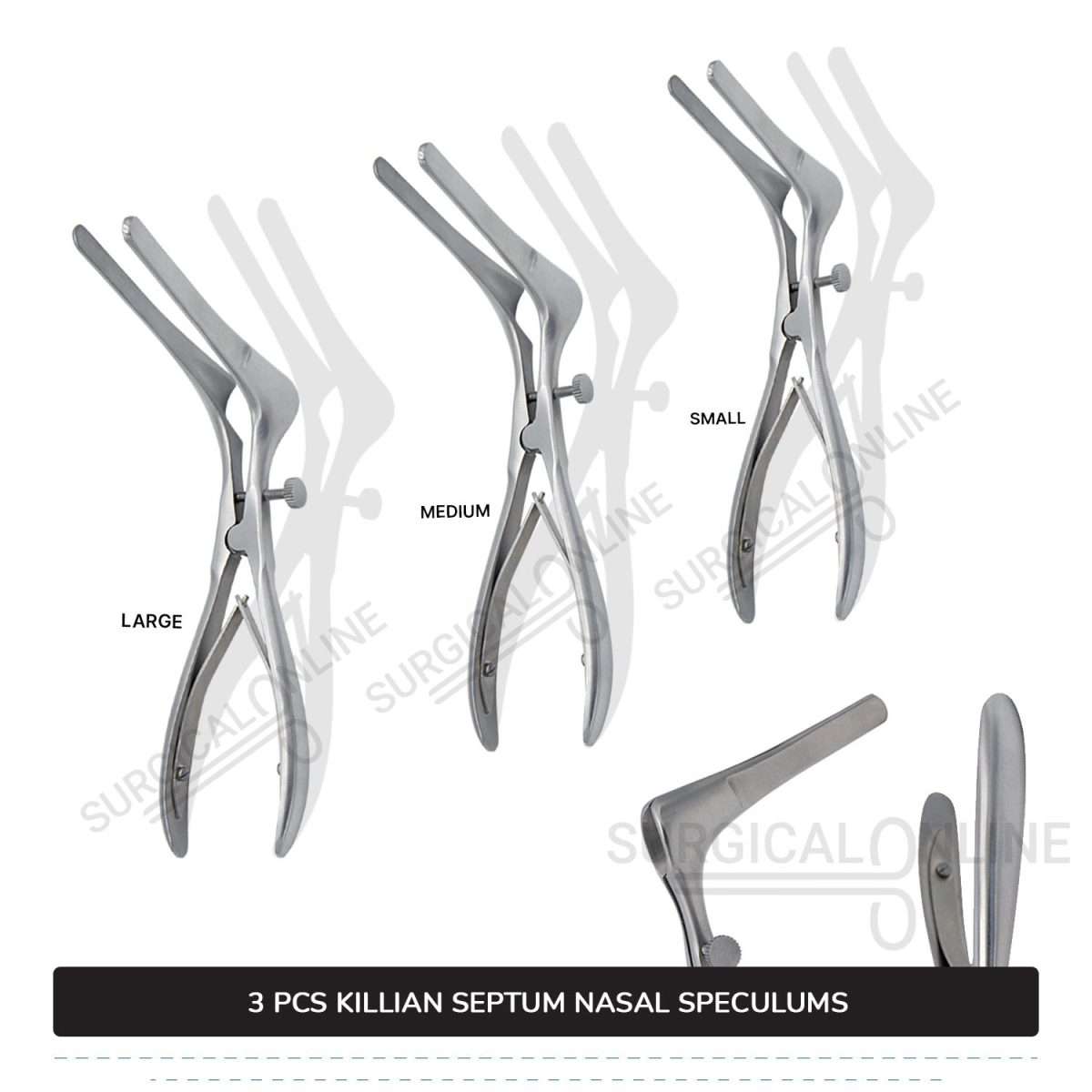 3 Pcs Killian Nasal Speculum Set Small, Medium, & Large Rhinology