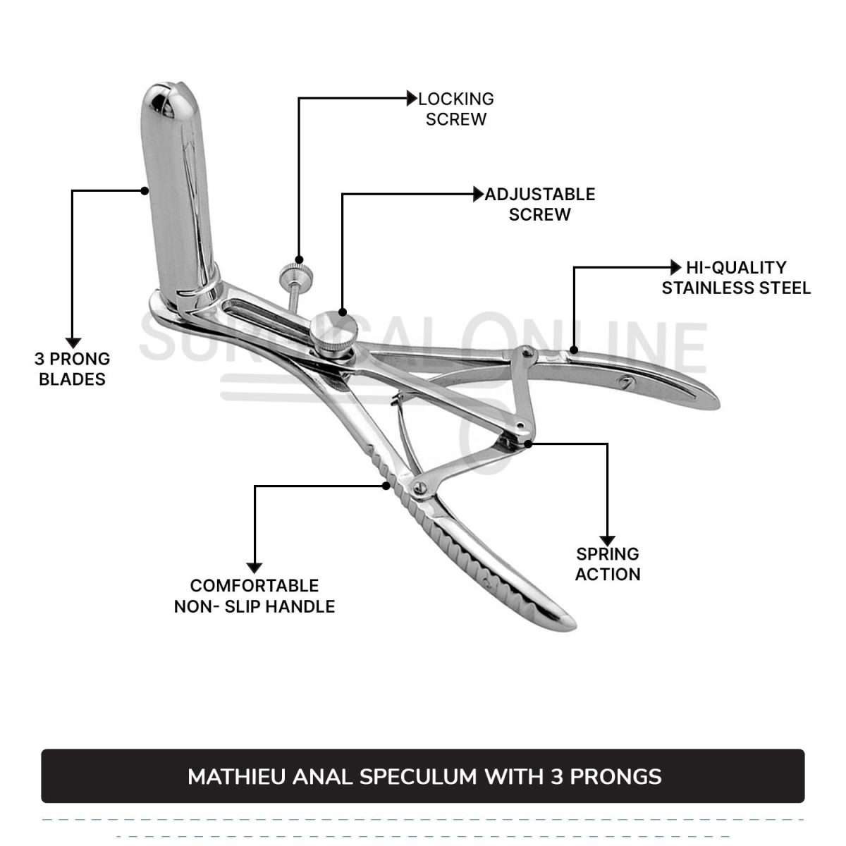 Mathieu Anal Rectal Speculum 3-Prong OB/GYN Instruments