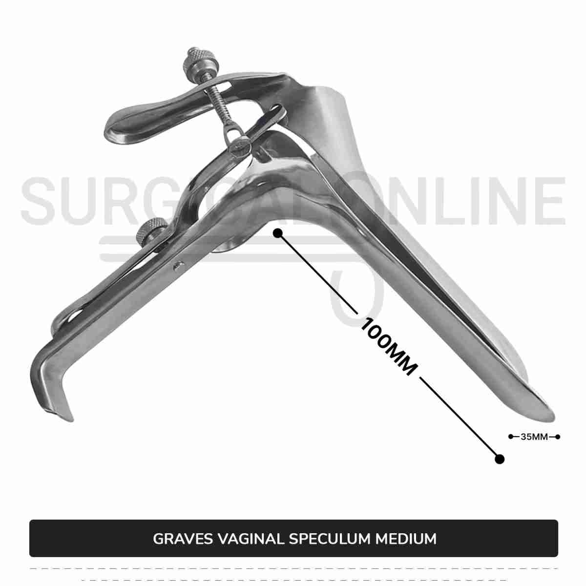 Graves Vaginal Speculum Medium, 1 3/8" (3.5 cm) X 4" (10 cm)