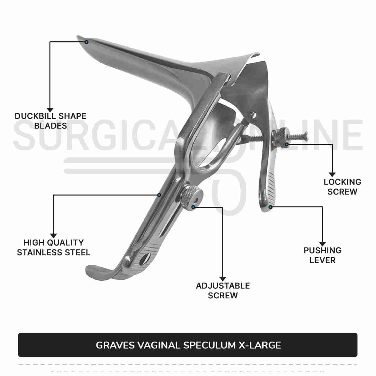 Set of 3 Pcs Grave Vaginal Speculum Small, Medium, & Large OB/Gyne Surgical