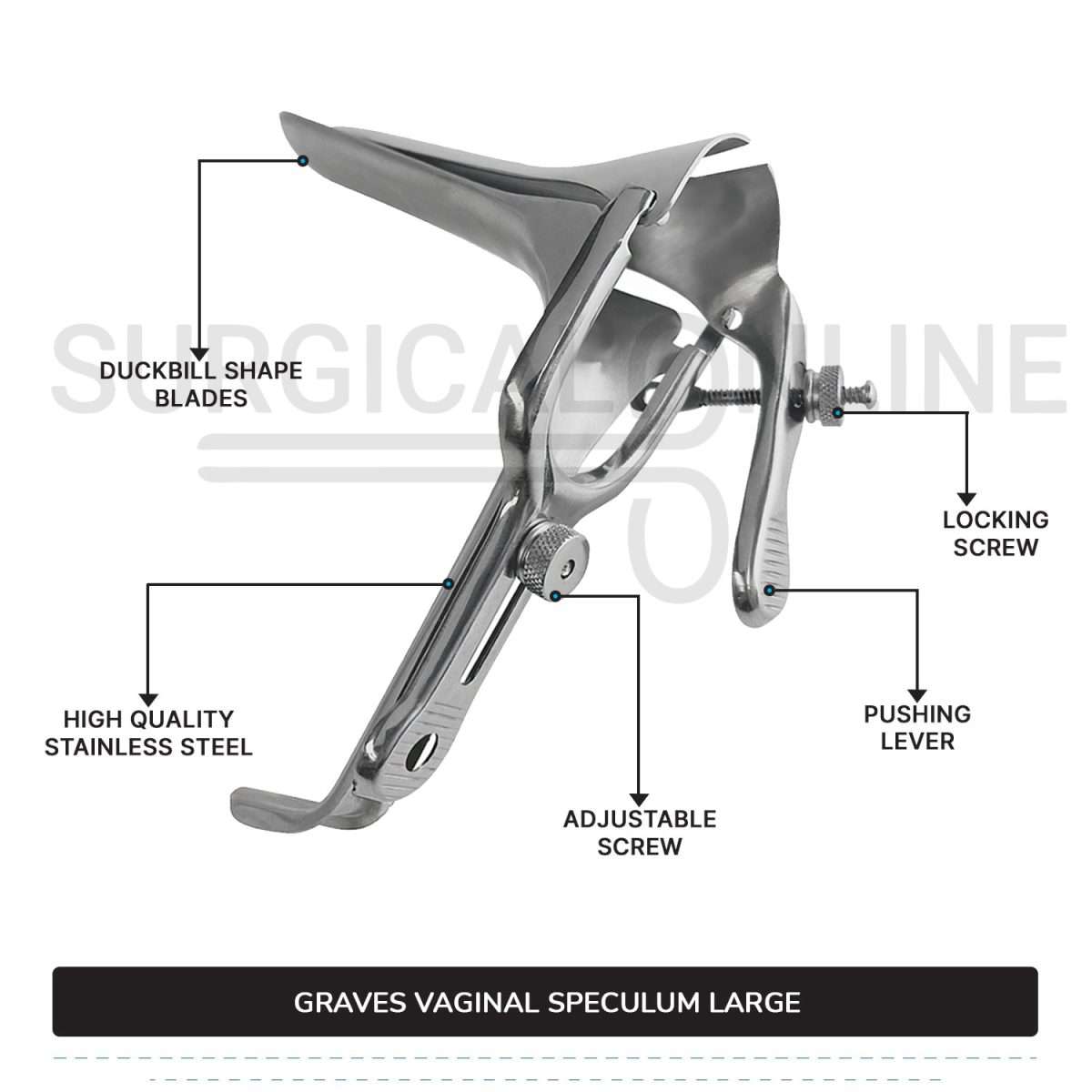 Graves Vaginal Speculum Large, 1 3/8" (3.5 cm) X 4 1/2" (11.5 cm)