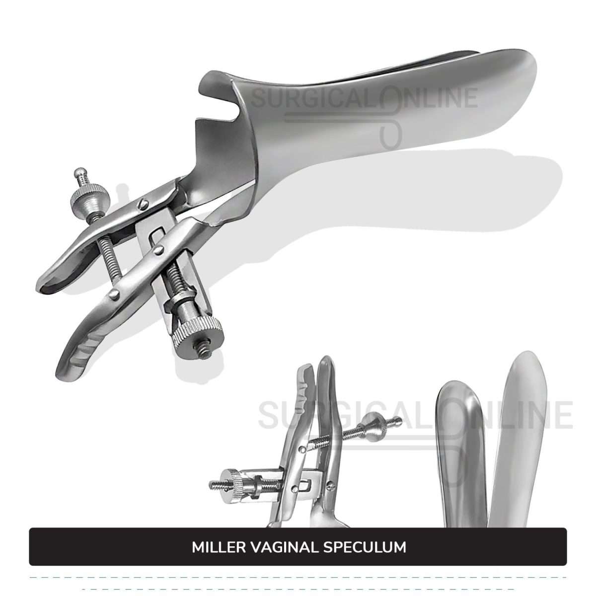Miller Vaginal Speculum 4" (10 cm) X 1 1/5" (3 cm) Blades, 3.5" (8.9 cm) Handle With Two Adjustable Set Screws