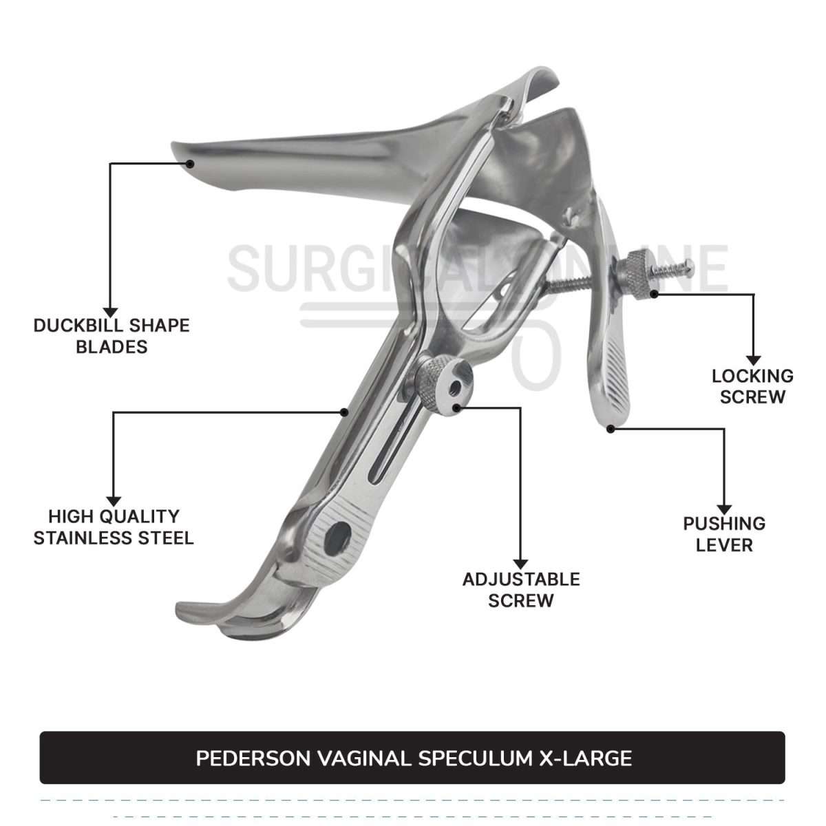Set of 4 Pcs Pederson Vaginal Speculum Small, Medium, Large, & X-Large OB/Gyne Surgical