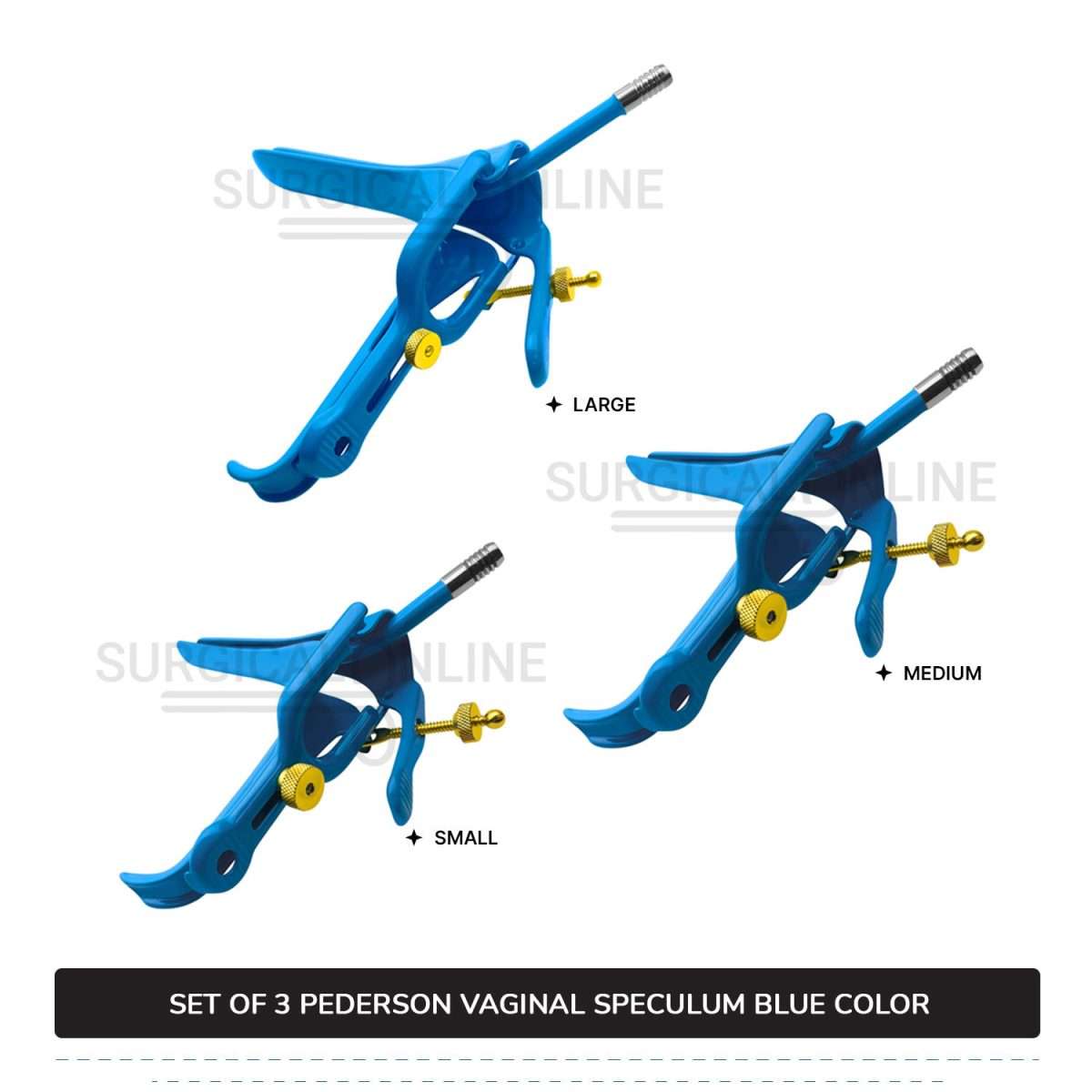 Set of 3 Pcs Pederson Vaginal Speculum LLETZ LEEP Blue Teflon Cover