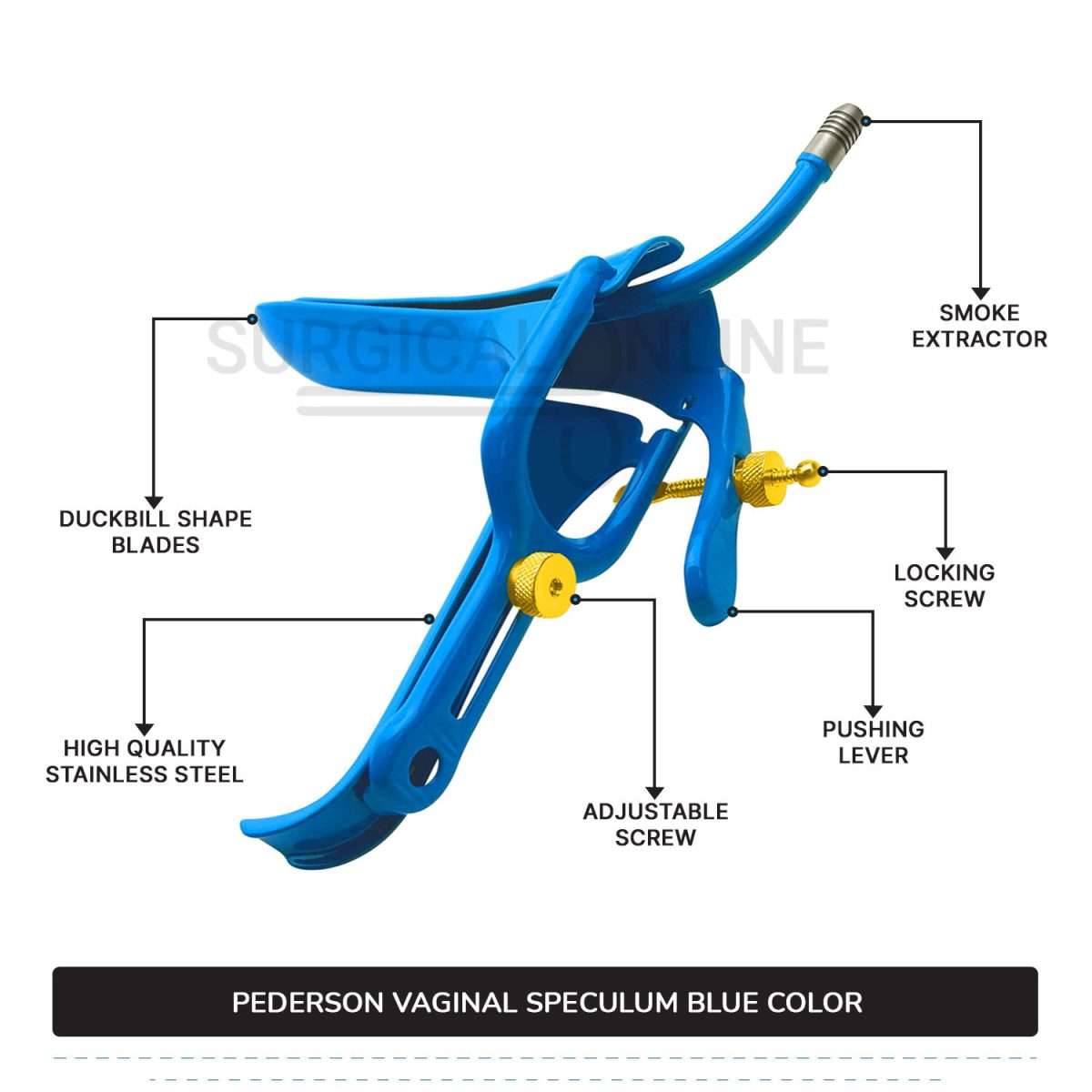 Set of 3 Pcs Pederson Vaginal Speculum LLETZ LEEP Blue Teflon Cover