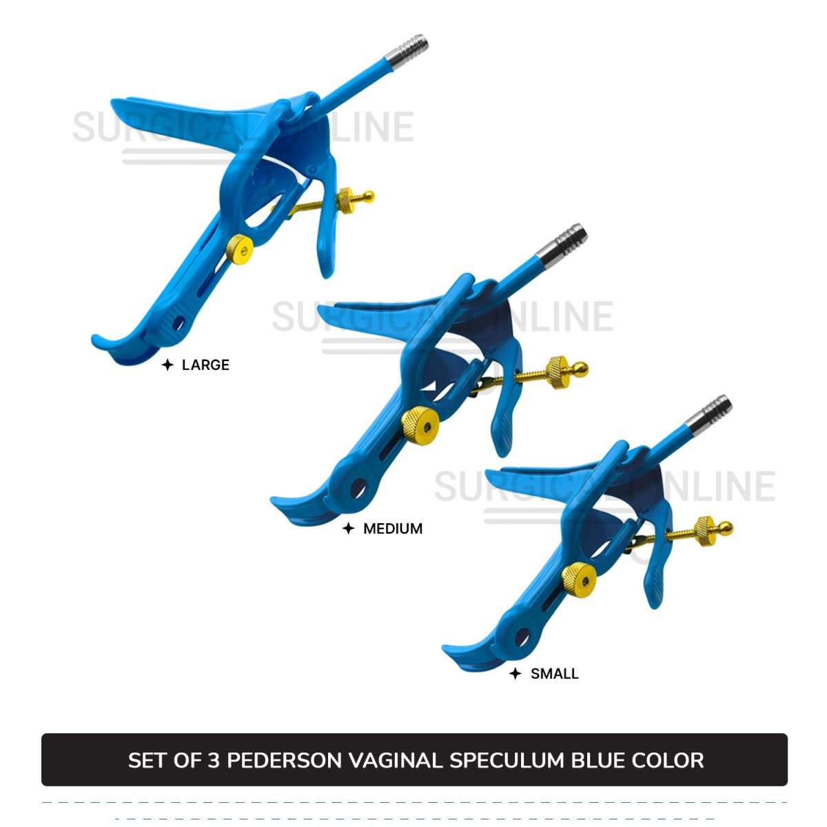 Set of 3 Pcs Pederson Vaginal Speculum LLETZ LEEP Blue Teflon Cover