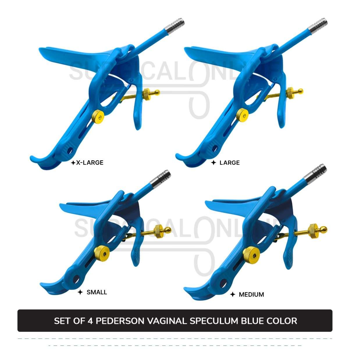 Set of 4 Pcs Pederson Vaginal Speculum LLETZ LEEP Blue Teflon Cover