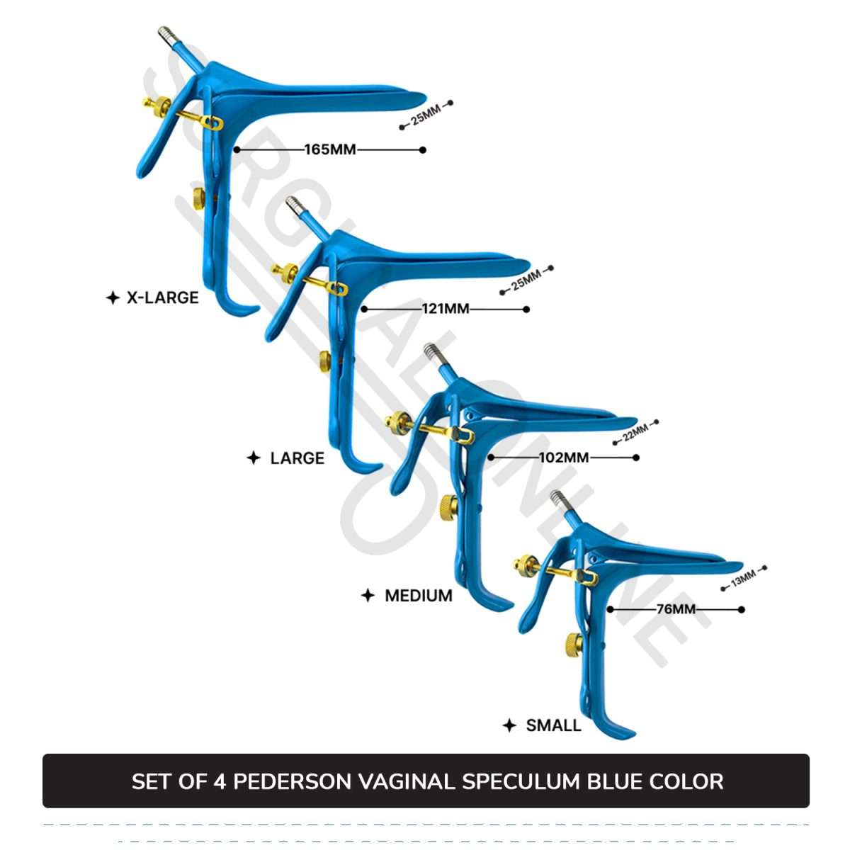 Set of 4 Pcs Pederson Vaginal Speculum LLETZ LEEP Blue Teflon Cover