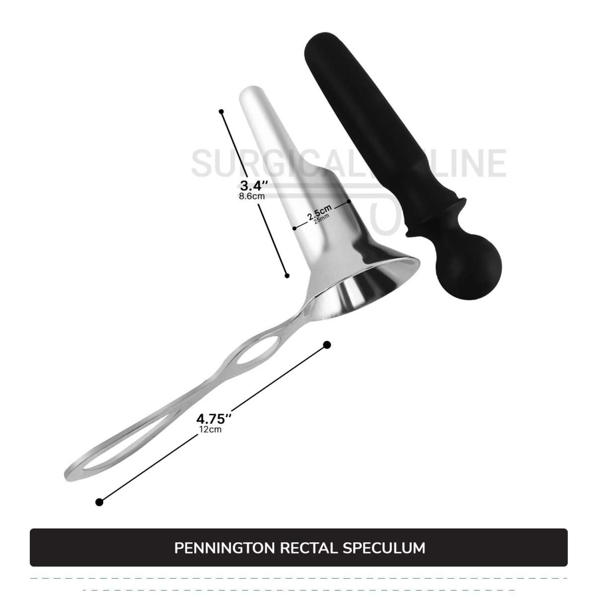 Pennington Rectal Speculum 3 3/8" (8.6 cm) Long x 1" (2.5 cm) O.D. With Boilable Obturator