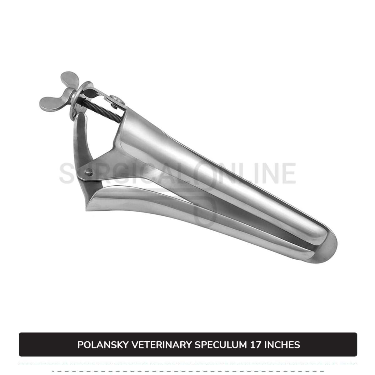 Polansky Vaginal Speculum 17" (43cm) 3 Blades With Butterfly Screw For Large Animals