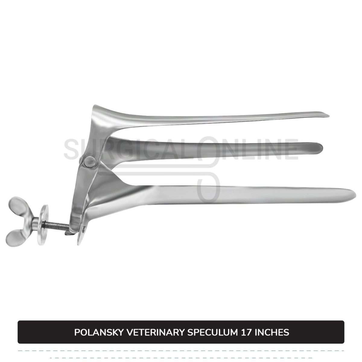 Polansky Vaginal Speculum 17" (43cm) 3 Blades With Butterfly Screw For Large Animals