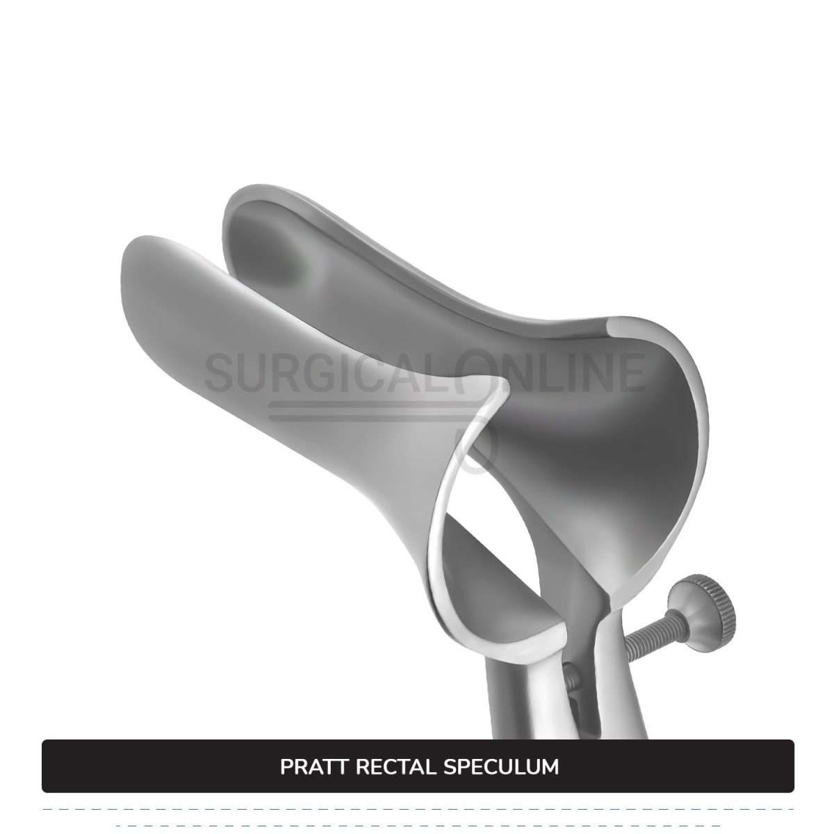 Pratt Rectal Speculum, 8 1/2" (21.6 cm) Long, With Set Screw, Blades 3 1/2" (8.9 cm) Long X 1" (2.5 cm) Wide