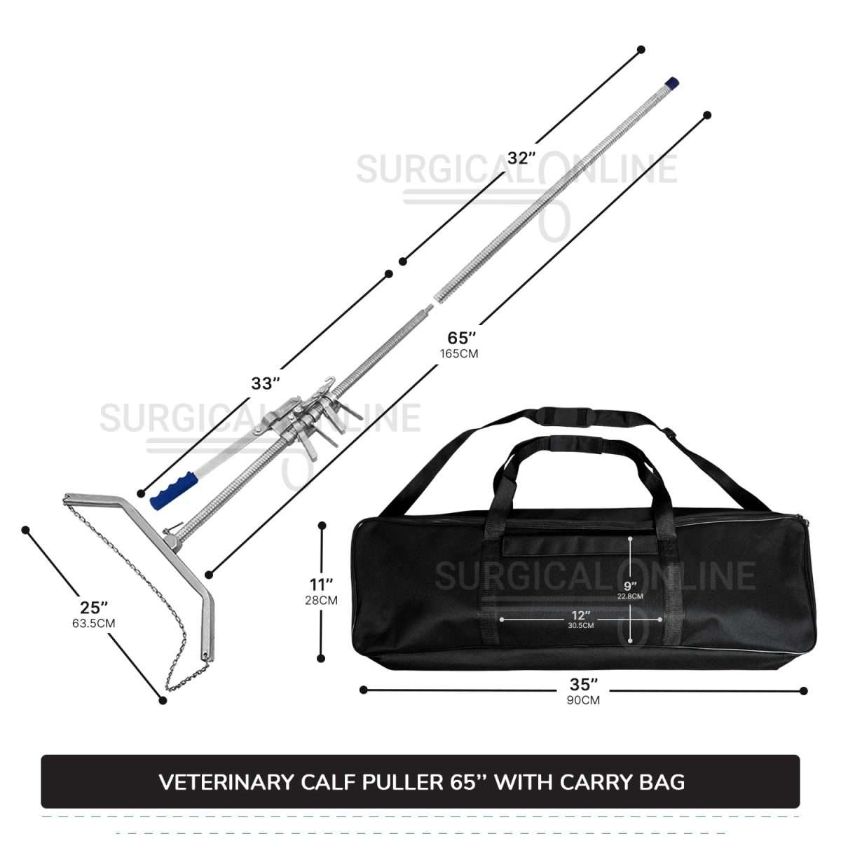 Ratchet Style Calf Puller 65″ With Bag Heavy Duty Calving Extractor Stainless Steel Surgical Veterinary Instruments