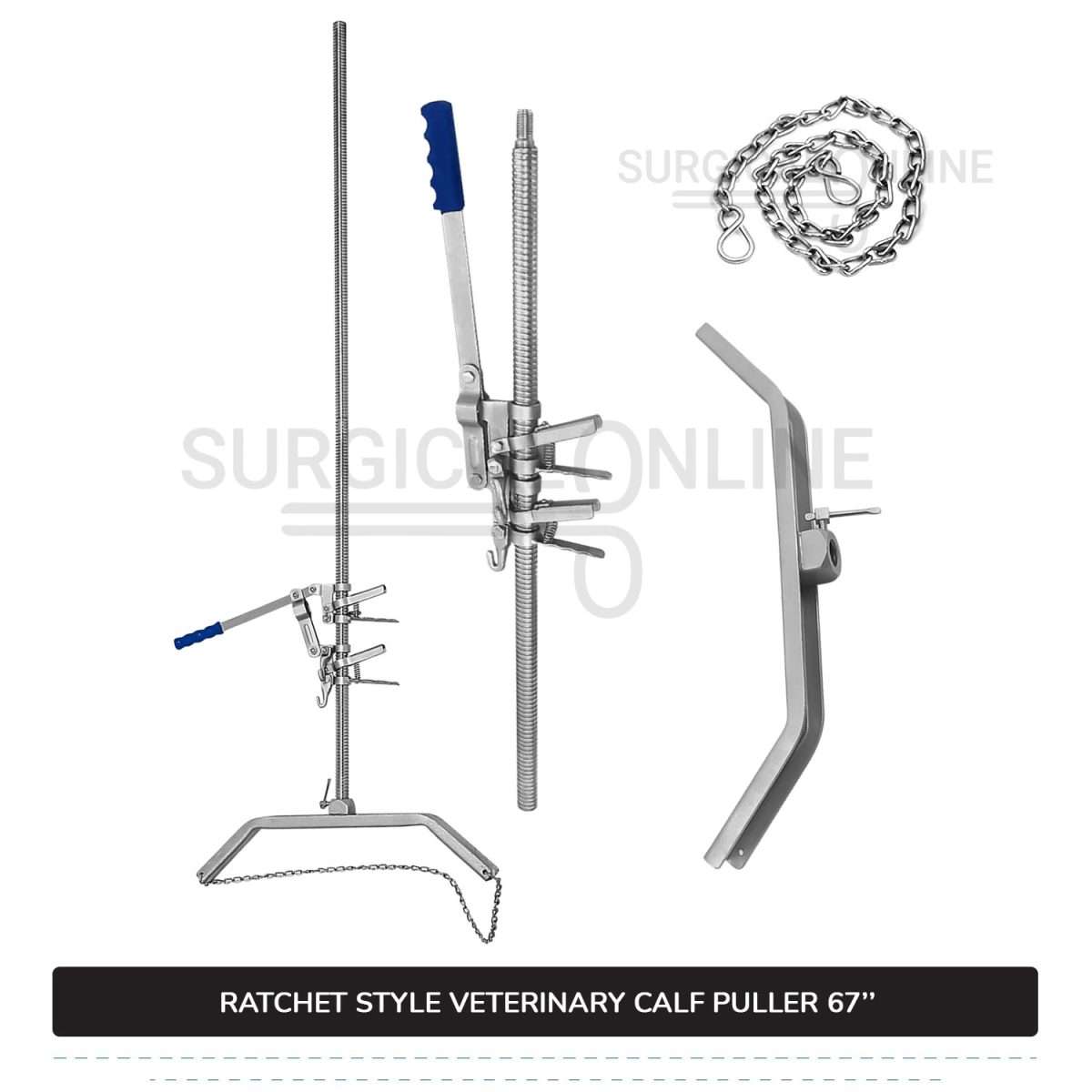 Ratchet Style Calf Puller 67″ Heavy Duty Calving Extractor Stainless Steel Surgical Veterinary Instruments