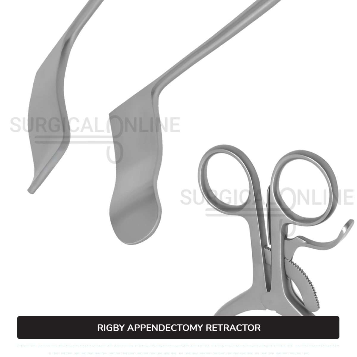 Rigby Appendectomy Retractor 7" (17.8 cm) Long, 7/9" (2 cm) x 2 3/4" (7cm) Blades With Grip Lock Handle