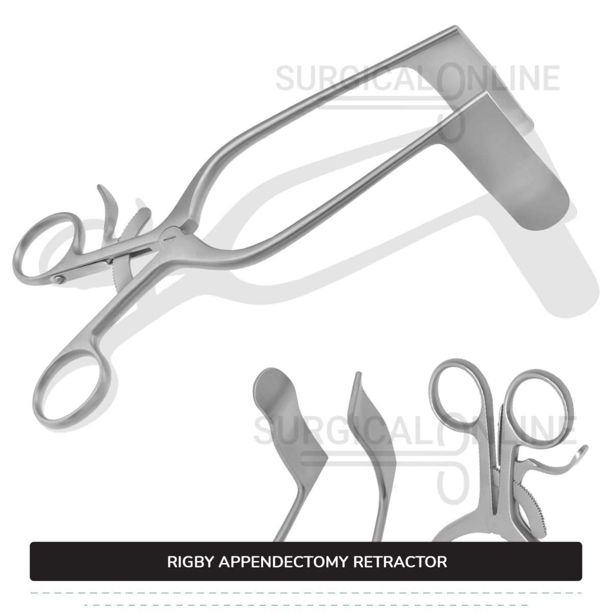 Rigby Appendectomy Retractor 7" (17.8 cm) Long, 7/9" (2 cm) x 2 3/4" (7cm) Blades With Grip Lock Handle