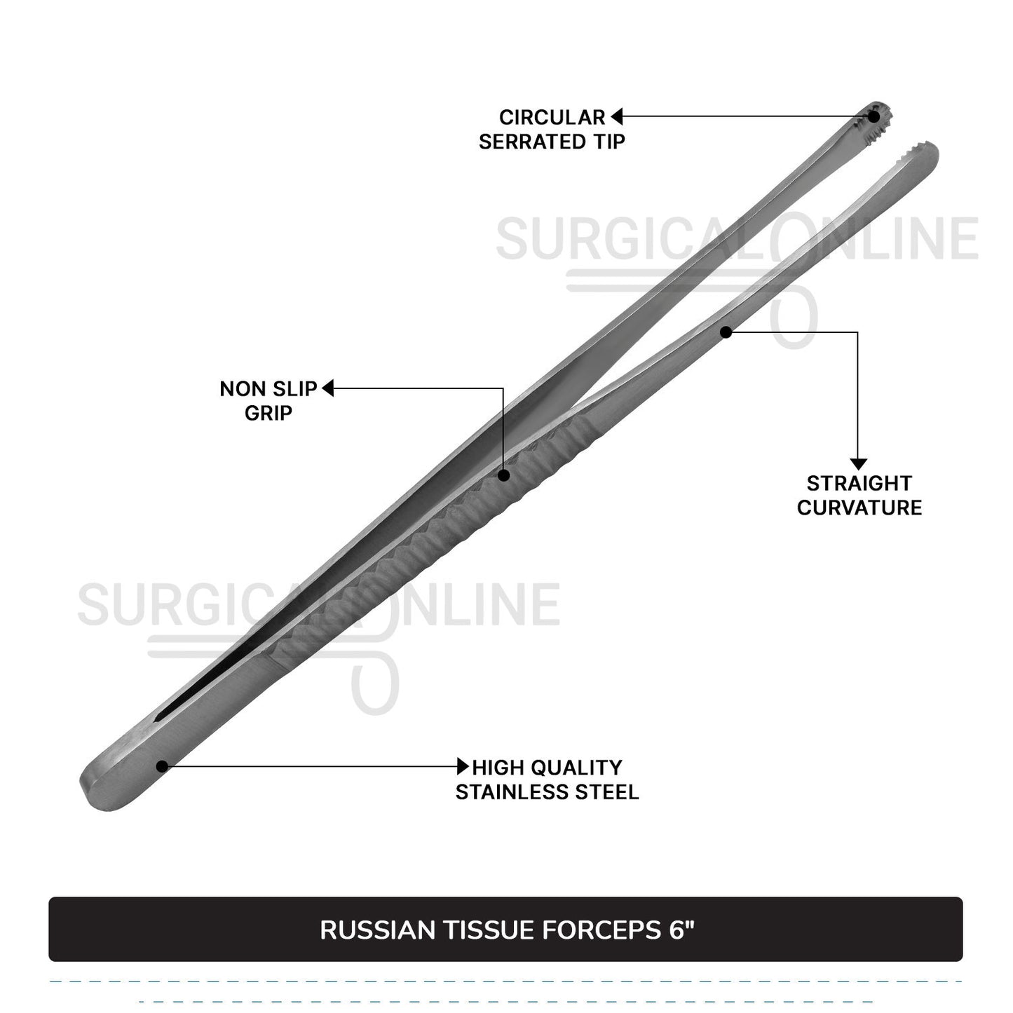 Russian Tissue Forceps 6"