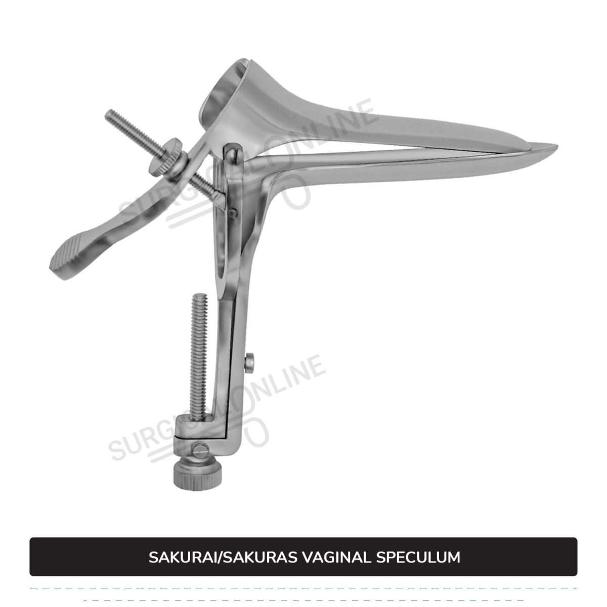 Sakurai Vaginal Speculum Medium with 2 Opposite Sides Screws Surgical OB/GYN Instruments