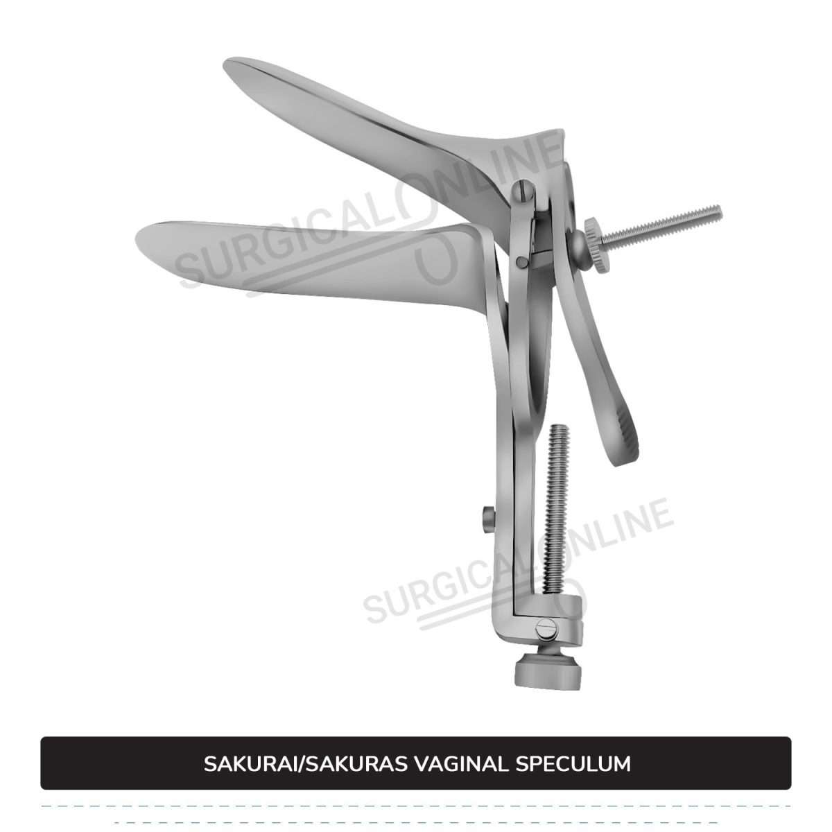 Sakurai Vaginal Speculum Medium with 2 Opposite Sides Screws Surgical OB/GYN Instruments