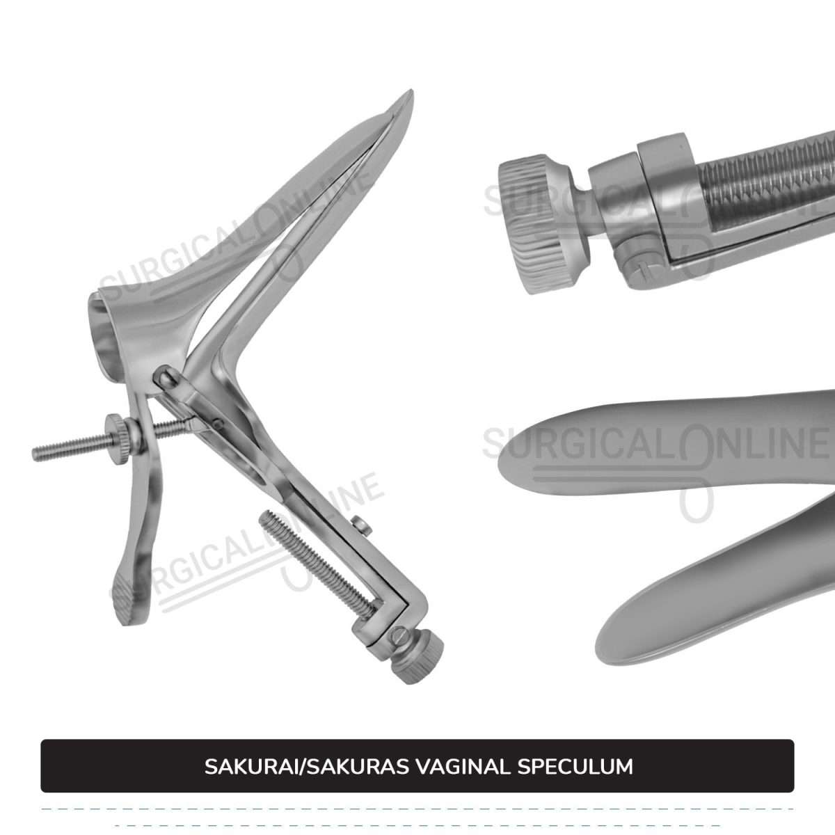 Sakurai Vaginal Speculum Medium with 2 Opposite Sides Screws Surgical OB/GYN Instruments