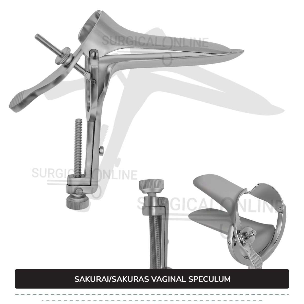 Sakurai Vaginal Speculum Medium with 2 Opposite Sides Screws Surgical OB/GYN Instruments