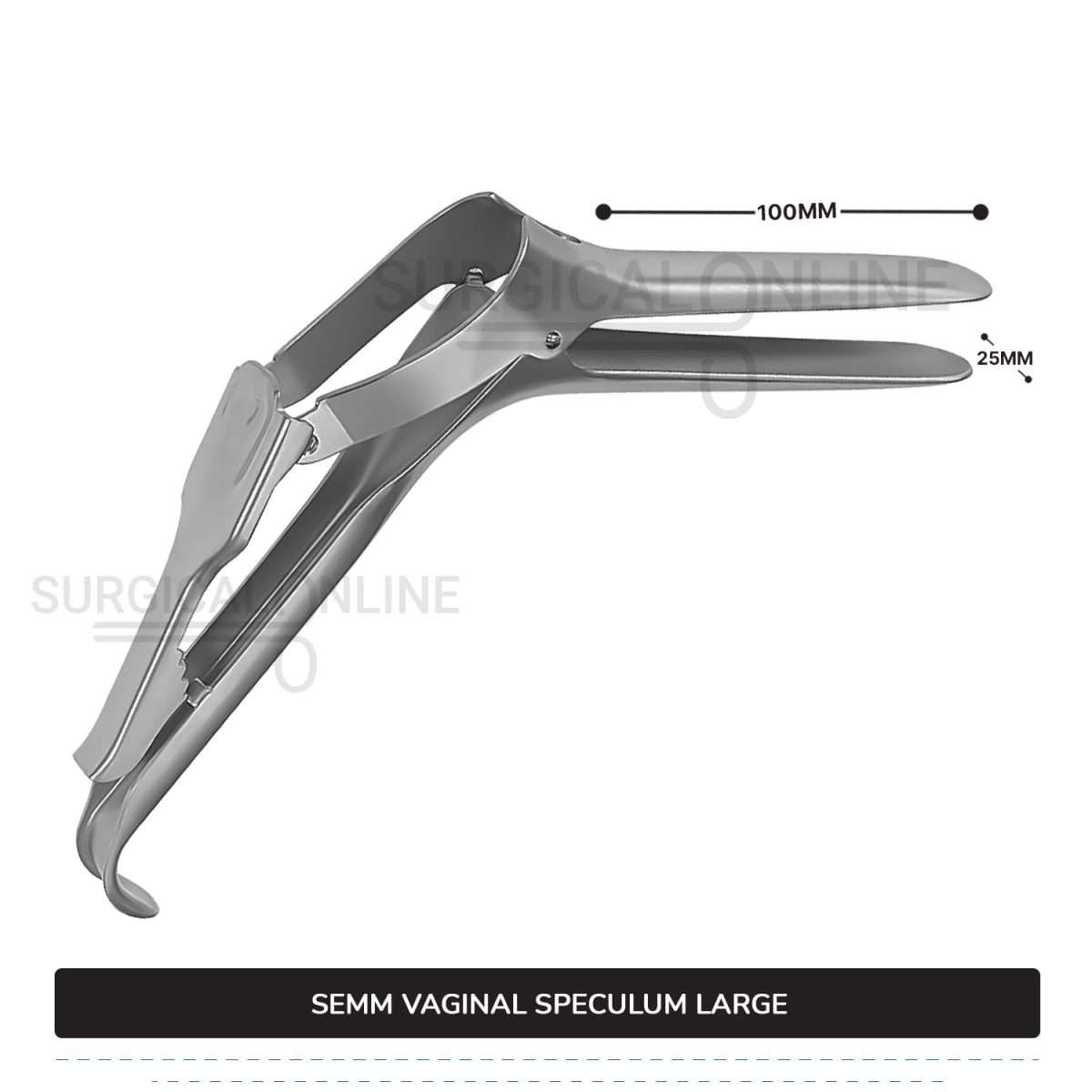 Semm Vaginal Speculum Large, 4" (10 cm) X 1" (2.5 cm) Blades with Self-Retaining 4-Step Locking Handle