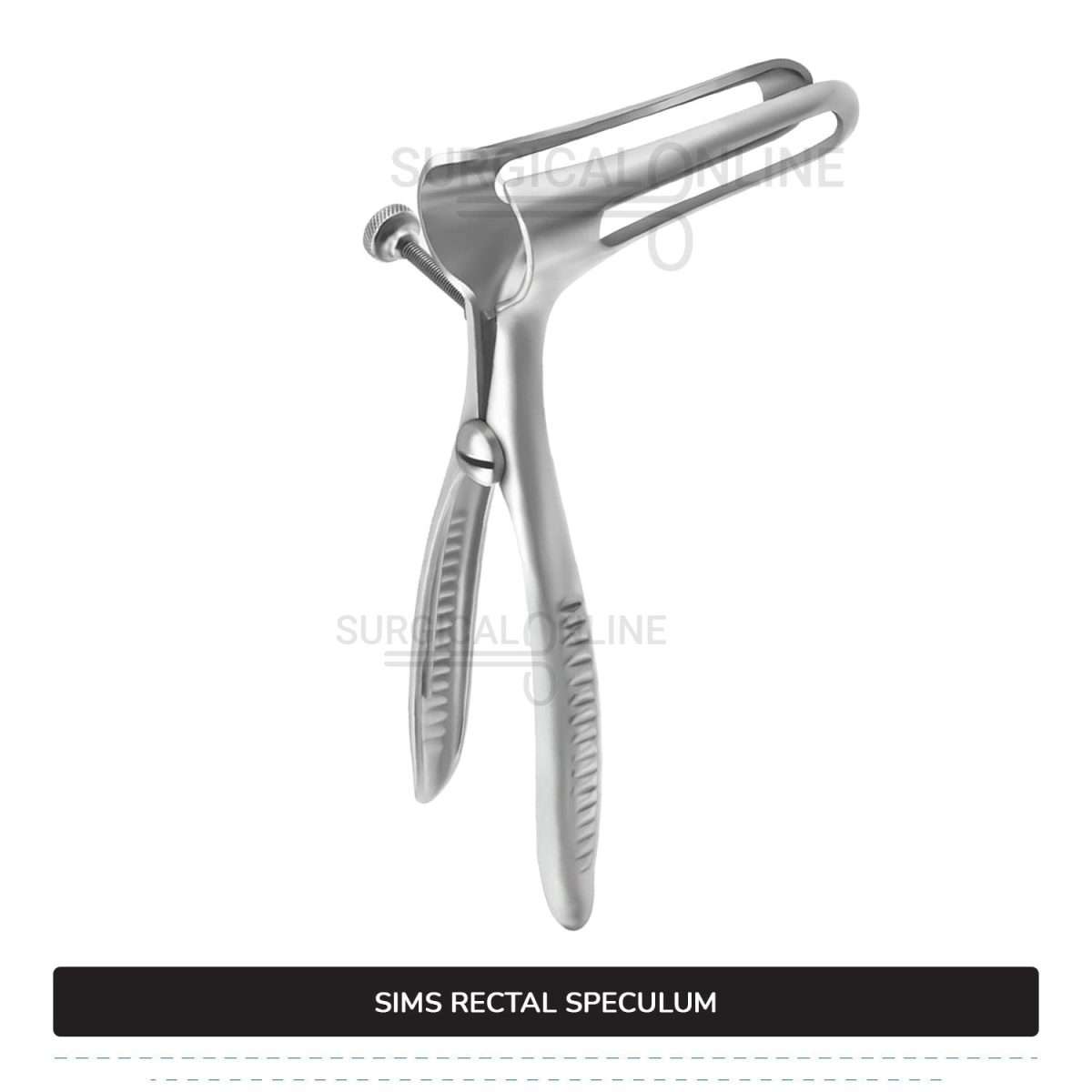 Sims Rectal Speculum, 6" (15.2 cm) Long, With Set Screw, Fenestrated Blades, 3 1/2" (8.9 cm) Long, 5/8" (1.6 cm) Wide