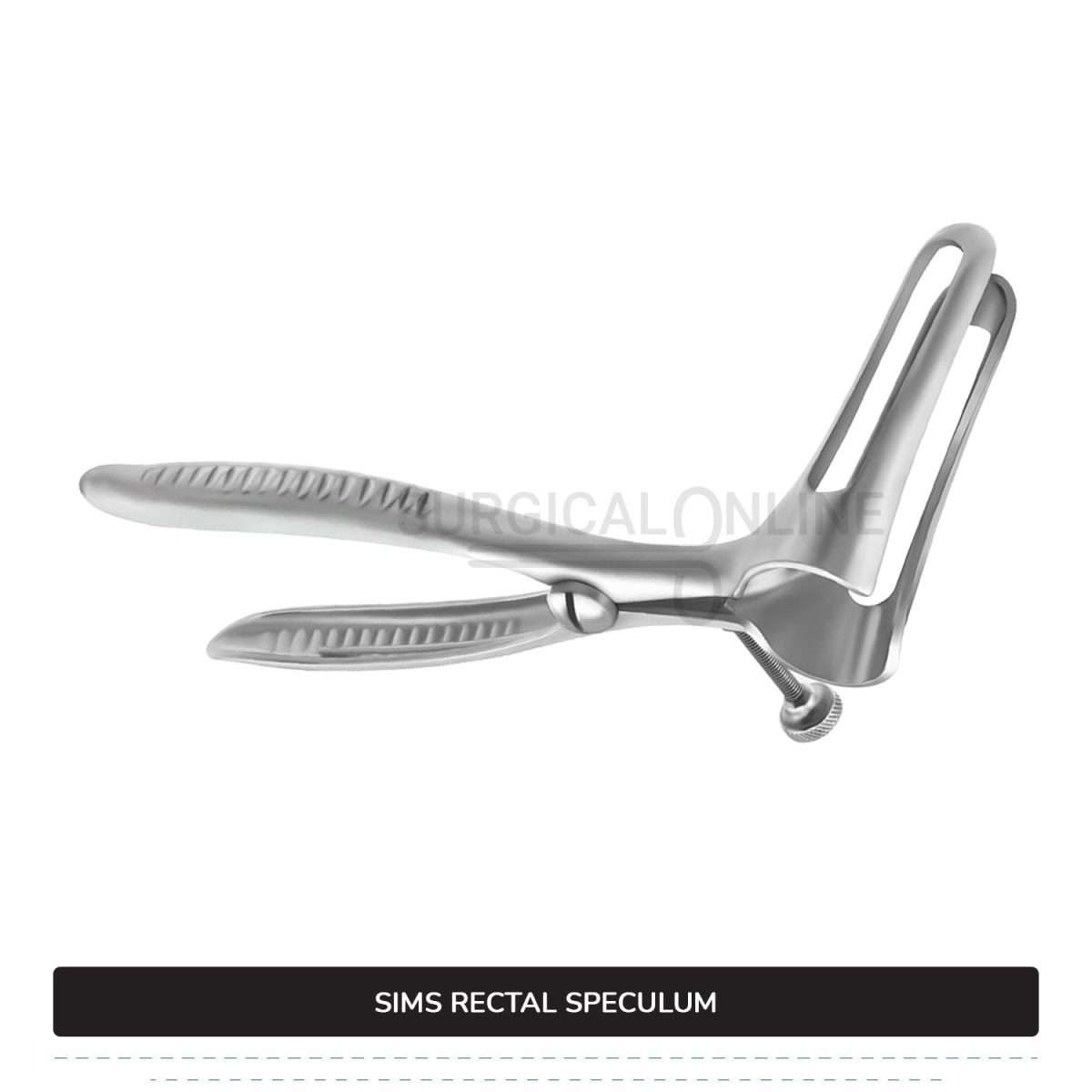Sims Rectal Speculum, 6" (15.2 cm) Long, With Set Screw, Fenestrated Blades, 3 1/2" (8.9 cm) Long, 5/8" (1.6 cm) Wide