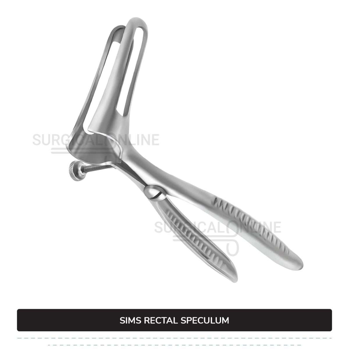Sims Rectal Speculum, 6" (15.2 cm) Long, With Set Screw, Fenestrated Blades, 3 1/2" (8.9 cm) Long, 5/8" (1.6 cm) Wide