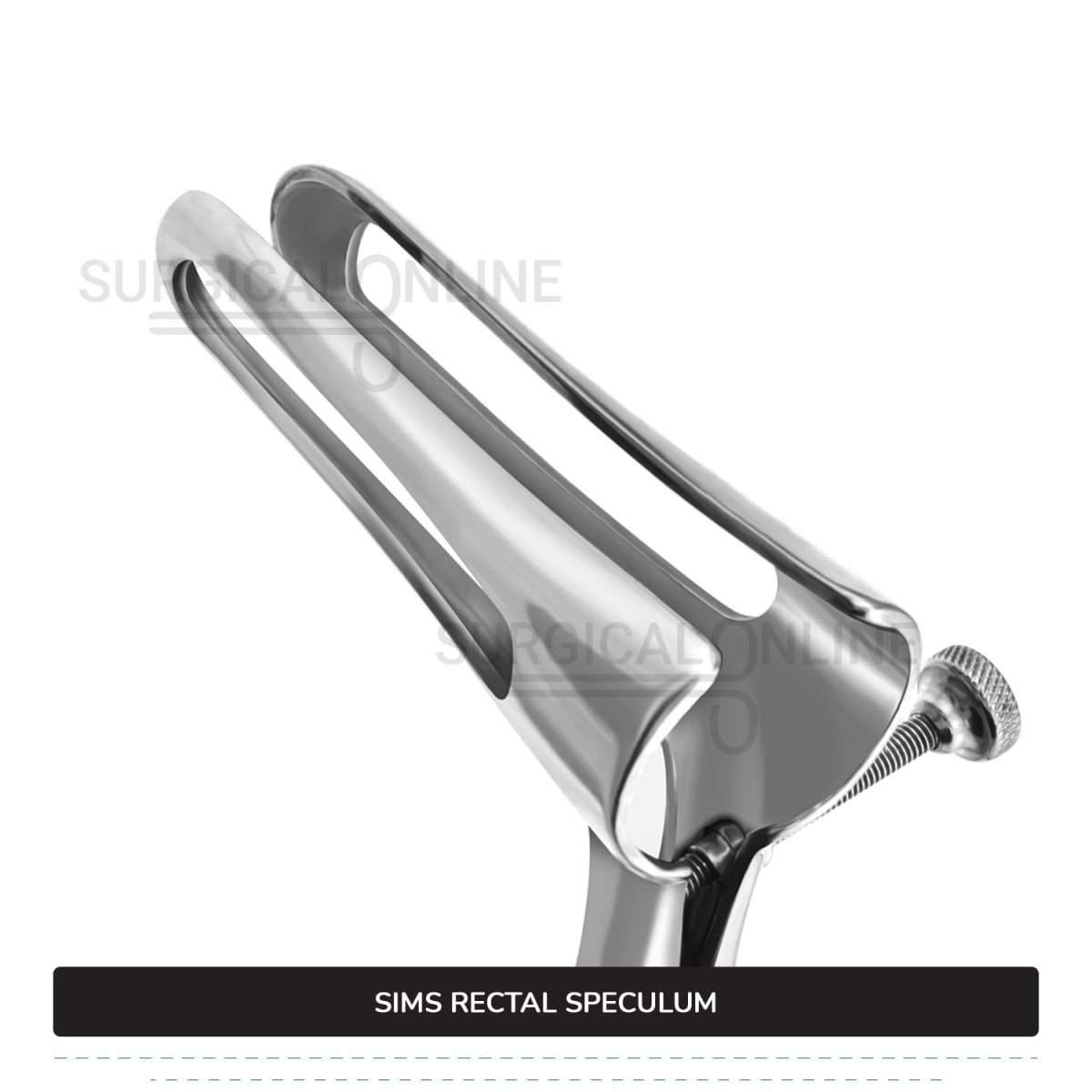 Sims Rectal Speculum, 6" (15.2 cm) Long, With Set Screw, Fenestrated Blades, 3 1/2" (8.9 cm) Long, 5/8" (1.6 cm) Wide