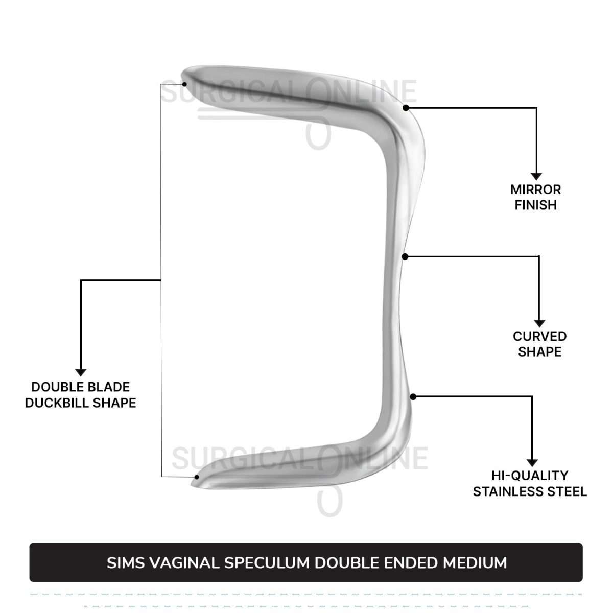 Sims Vaginal Speculum Medium 1 1/8″ (2.8 cm) x 3″ (7.6 cm) And 1 1/4″ (3.2 cm) x 3 1/2″ (8.9 cm) Double-Ended