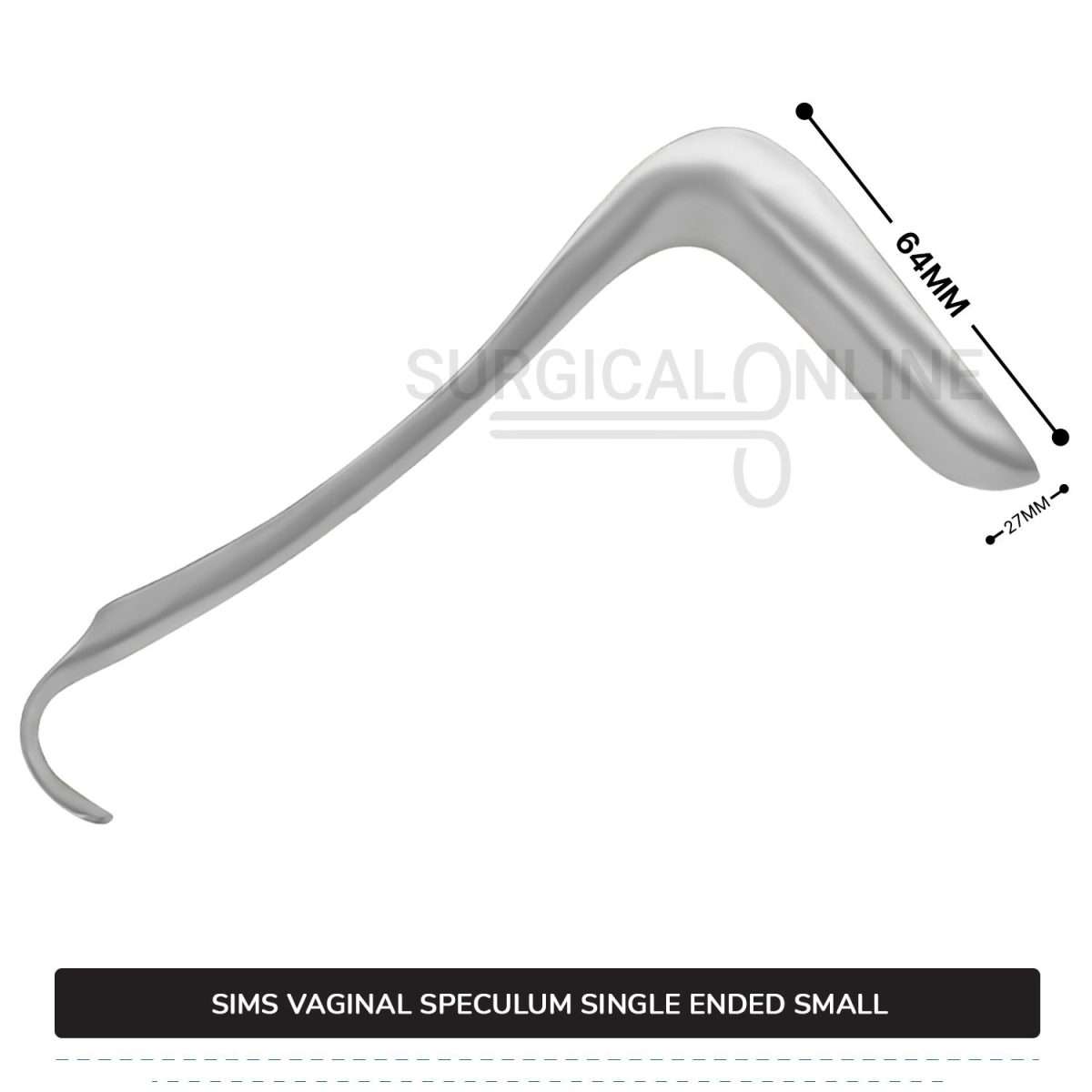 Sims Vaginal Speculum Small 1 1/16" (2.7 cm) x 2 1/2" (6.4 cm) Single-Ended OB/GYN Instruments