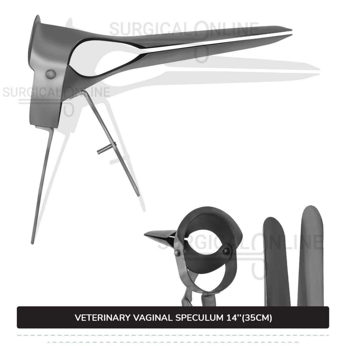 Veterinary Vaginal Speculum 14" (35cm) Two Blades with 6.7" (17cm) Long Handle Ranch Farm Equine Instruments