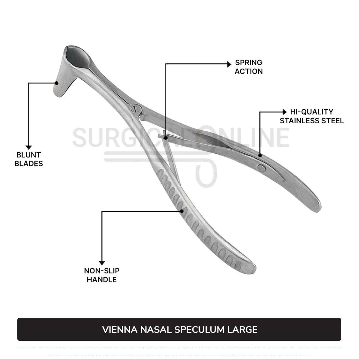 Vienna Nasal Speculum Large ( Adult), 5.75" (14.6 cm) Diagnostic ENT Surgical