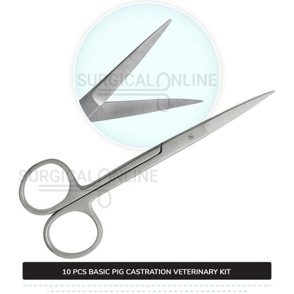 10 Pcs Basic Pig Castration Kit Stainless Steel Surgical Veterinary Instruments Set with ???? Carrying Case