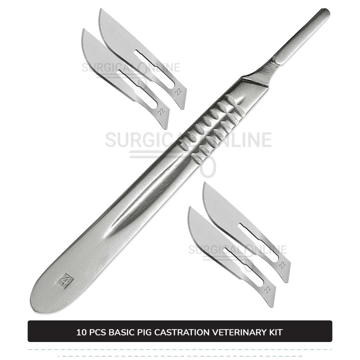10 Pcs Basic Pig Castration Kit Stainless Steel Surgical Veterinary Instruments Set with ???? Carrying Case