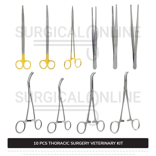 10 Pcs Thoracic Surgery Kit Stainless Steel Surgical Veterinary Instruments Set