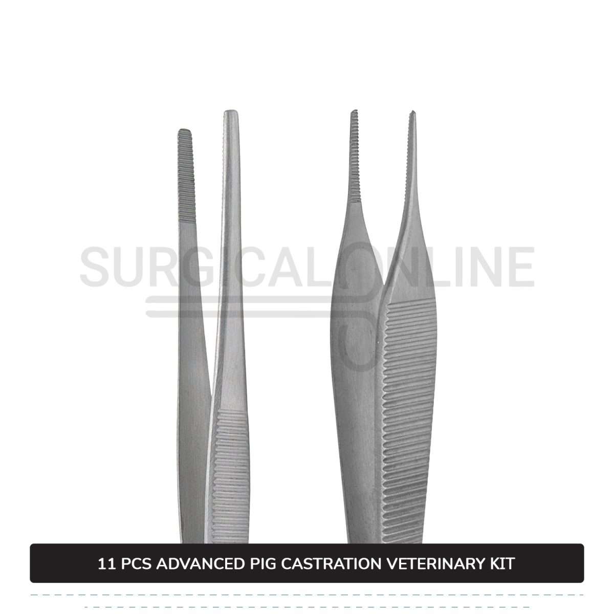 11 Pcs Advanced Pig Castration Kit Stainless Steel Surgical Veterinary Instruments Set with FREE Carrying Case
