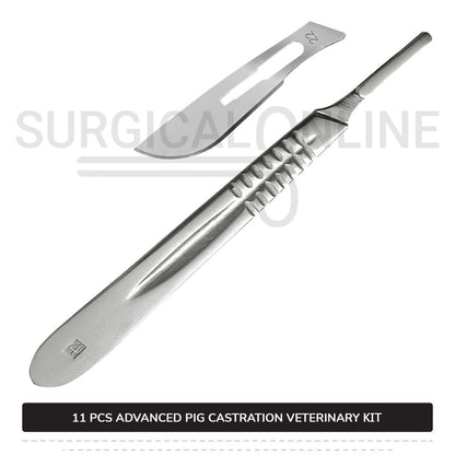 11 Pcs Advanced Pig Castration Kit Stainless Steel Surgical Veterinary Instruments Set with FREE Carrying Case
