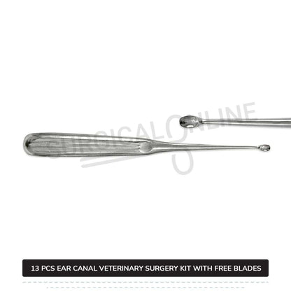 13 Pcs Animal Ear Surgery Kit Stainless Steel Veterinary Instruments Set with ???? Surgical Scalpel Blades