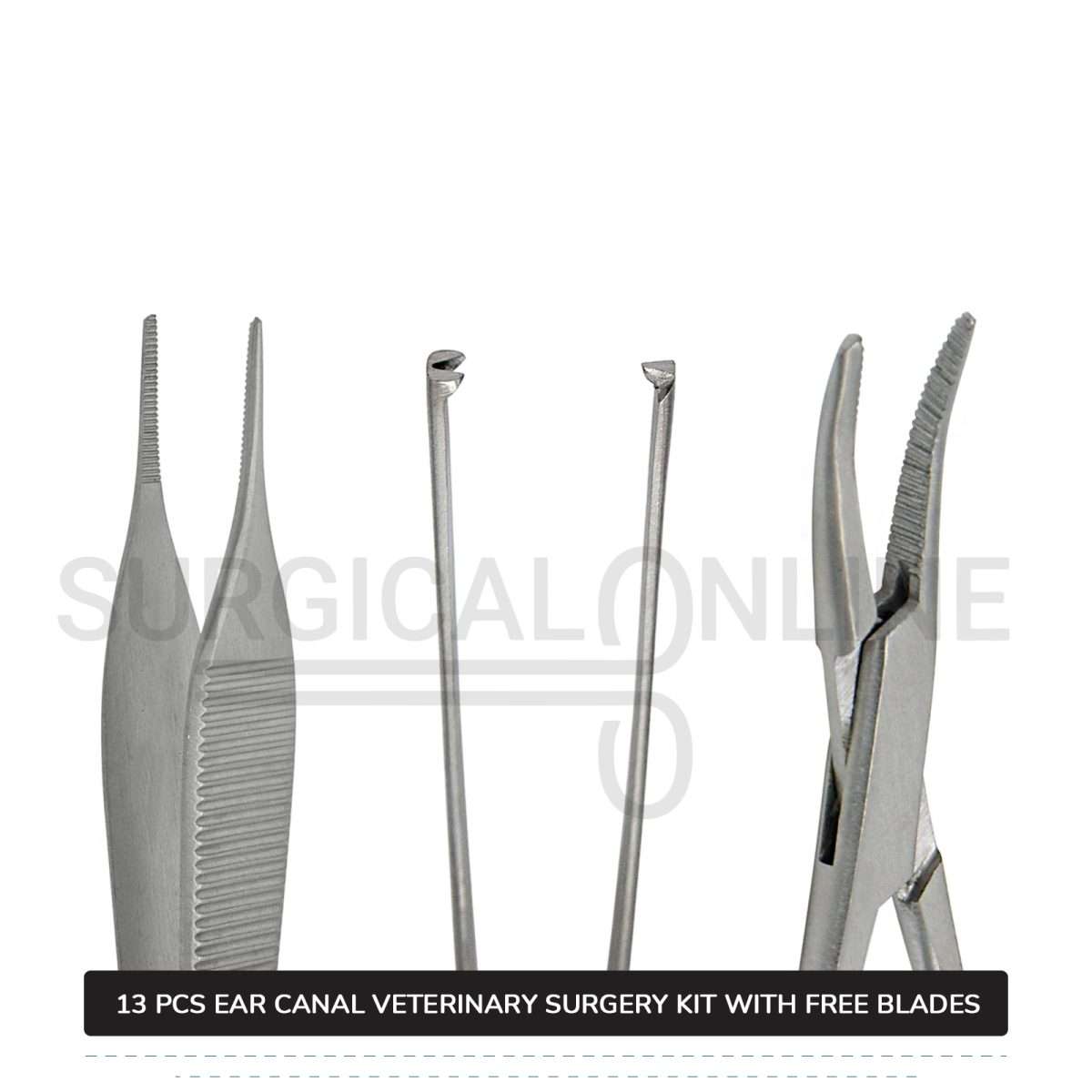 13 Pcs Animal Ear Surgery Kit Stainless Steel Veterinary Instruments Set with ???? Surgical Scalpel Blades