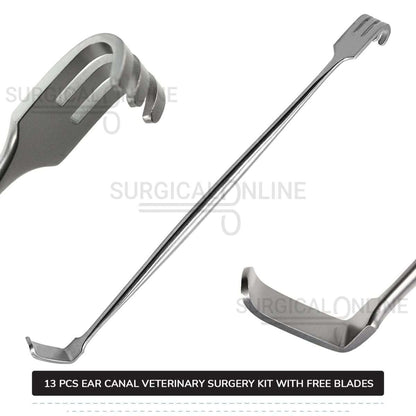 13 Pcs Animal Ear Surgery Kit Stainless Steel Veterinary Instruments Set with ???? Surgical Scalpel Blades