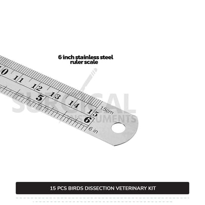 15 Pcs Birds Dissection Kit Stainless Steel Surgical Veterinary Instruments Set with FREE Carrying Case