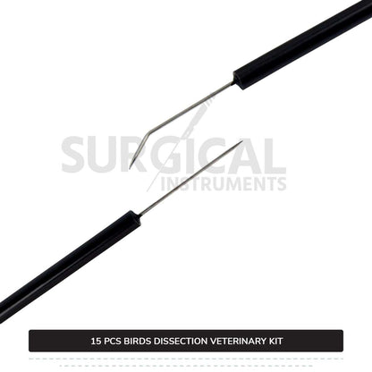 15 Pcs Birds Dissection Kit Stainless Steel Surgical Veterinary Instruments Set with FREE Carrying Case