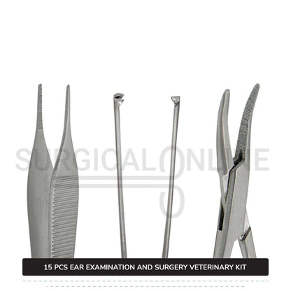 15 Pcs Ear Examination And Surgery Kit Stainless Steel Veterinary Instruments Set with ???? Surgical Scalpel Blades