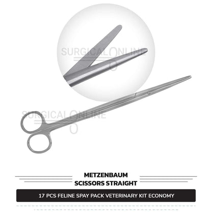 17 Pcs Feline Spay Kit Economy Stainless Steel Surgical Neuter Pack Veterinary Instruments Set