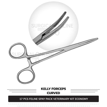 17 Pcs Feline Spay Kit Economy Stainless Steel Surgical Neuter Pack Veterinary Instruments Set